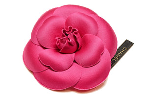 Vintage Spring 1993 Chanel Paris Pink Silk Camellia Flower Brooch