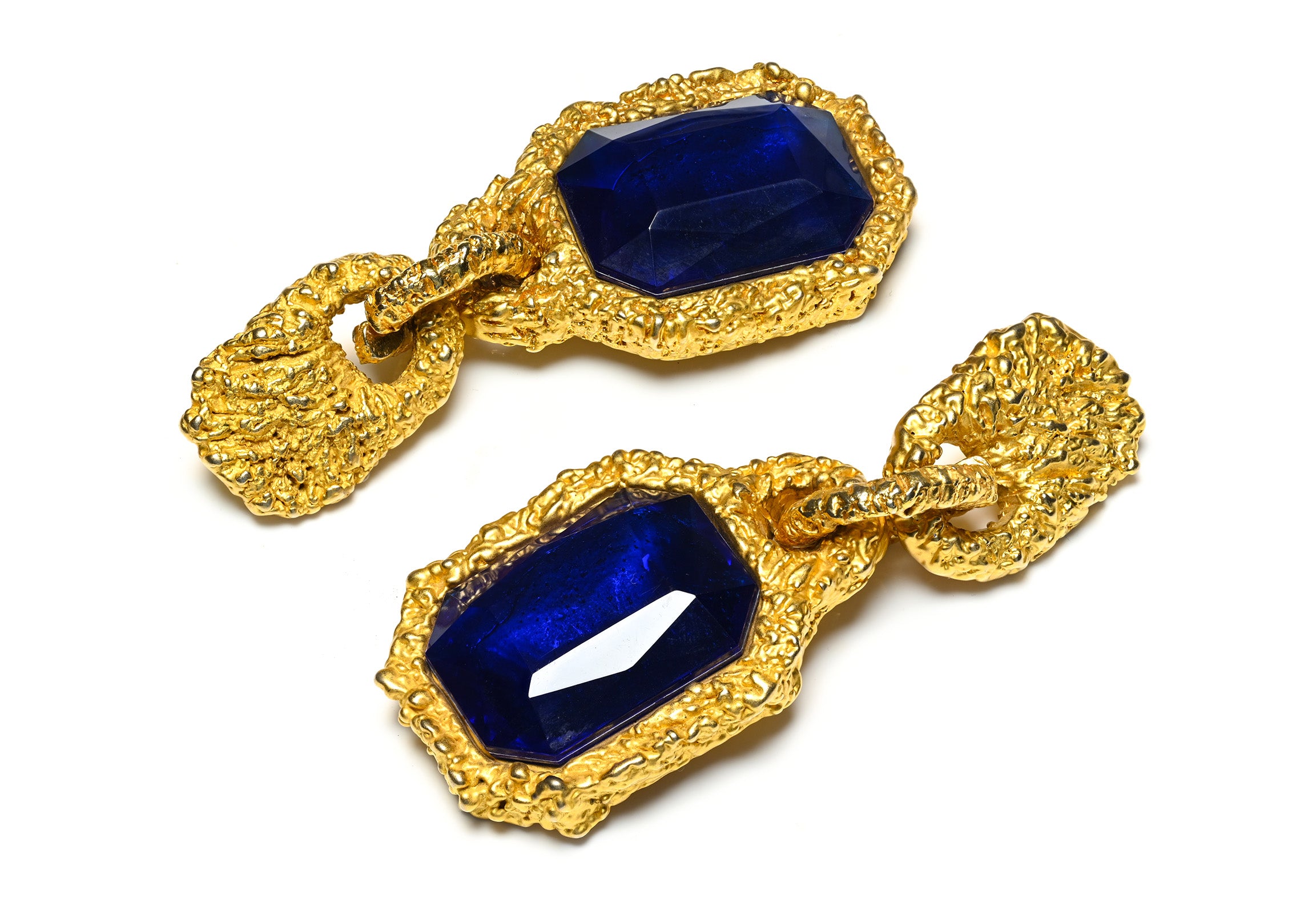 Vintage Chanel 1990 Cobalt Blue Goossens Drop Earrings