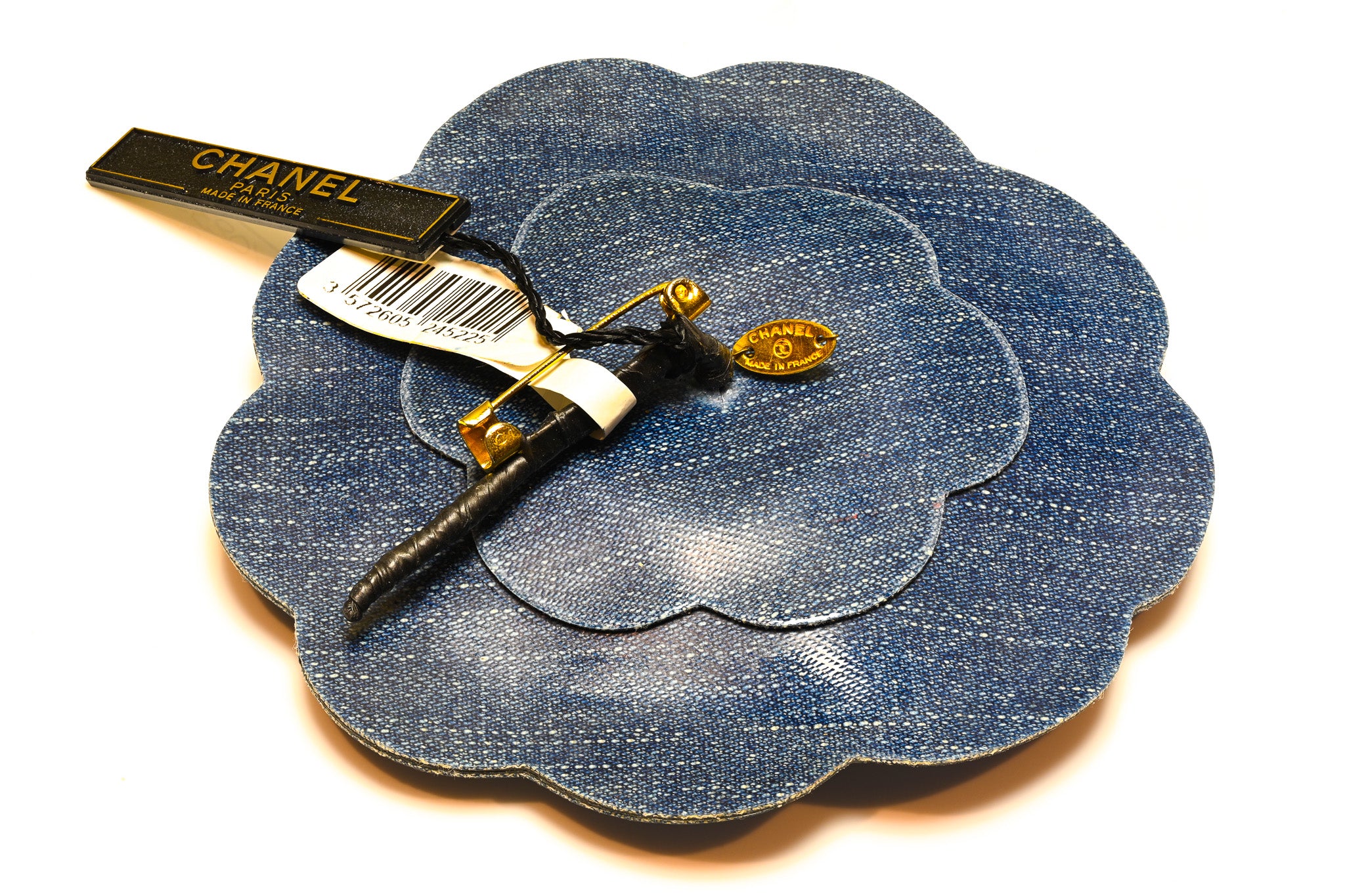 Chanel Paris Cruise 1999 Large Coated Denim Camellia Brooch 2