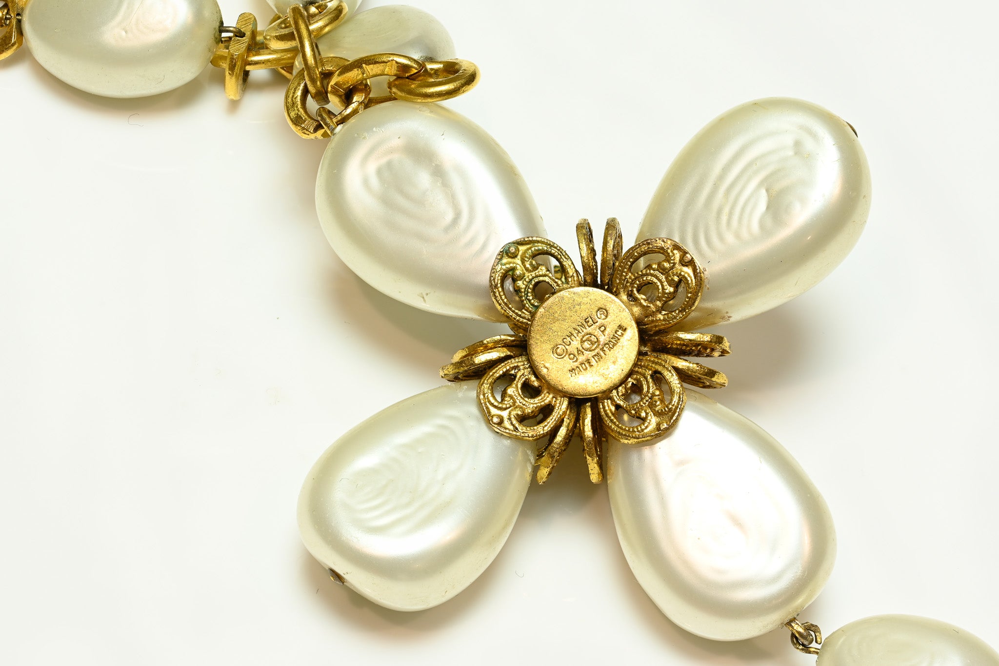 Vintage 1994  Chanel Paris Maison Gripoix Pearl Cross Pendant Necklace 3