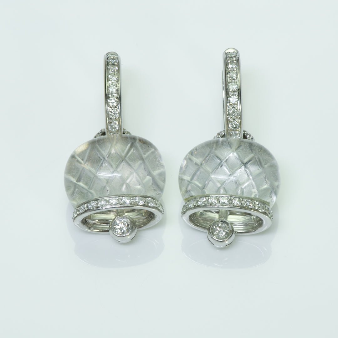 Chantecler Capri Diamond Gold Crystal Bell Earrings