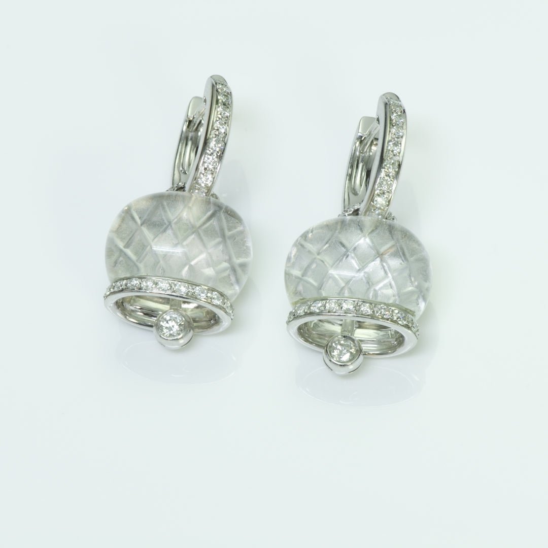 Chantecler Capri Diamond Gold Crystal Bell Earrings - DSF Antique Jewelry