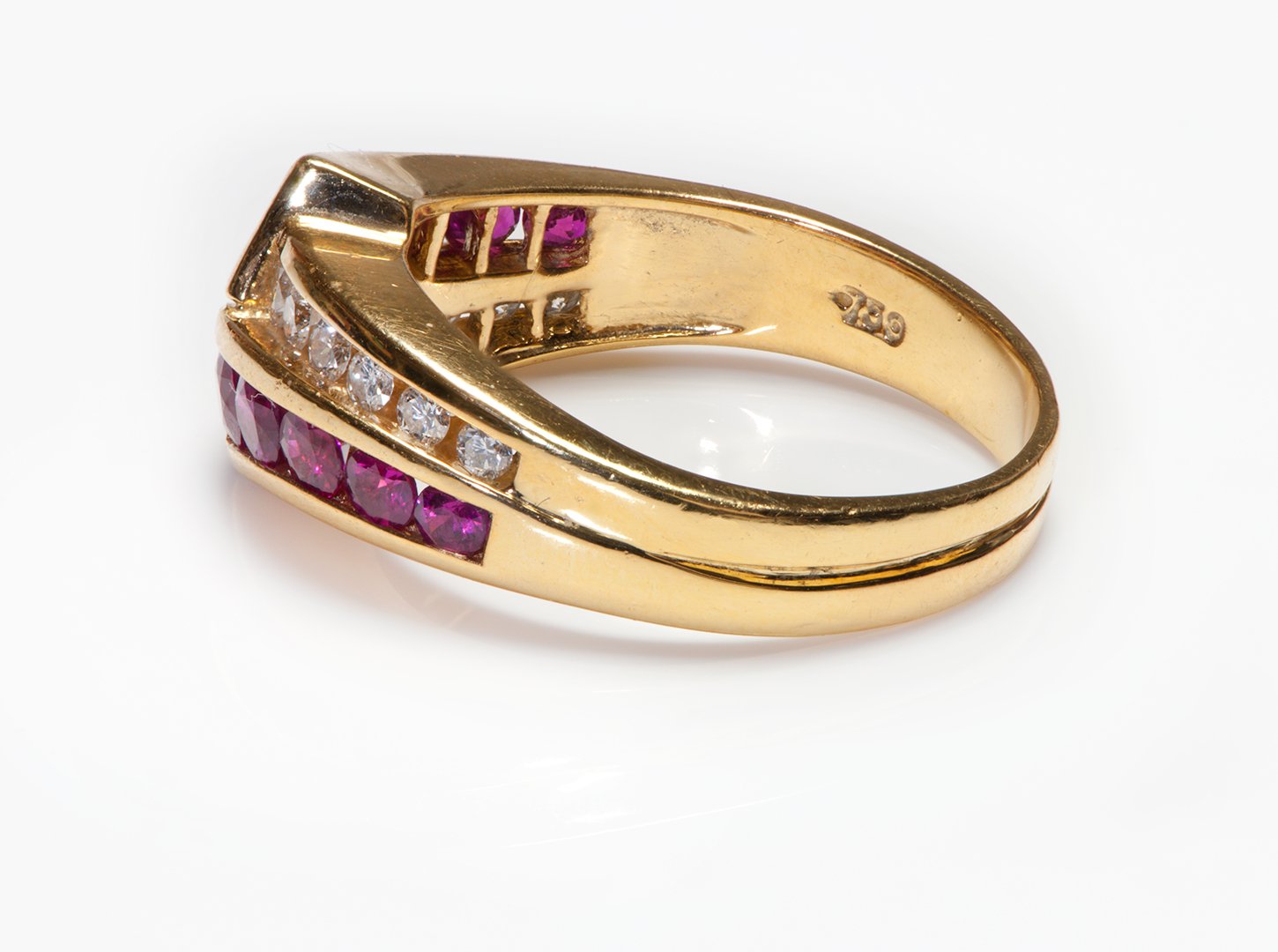 Charles Krypell 18K Gold Ruby Diamond Ring