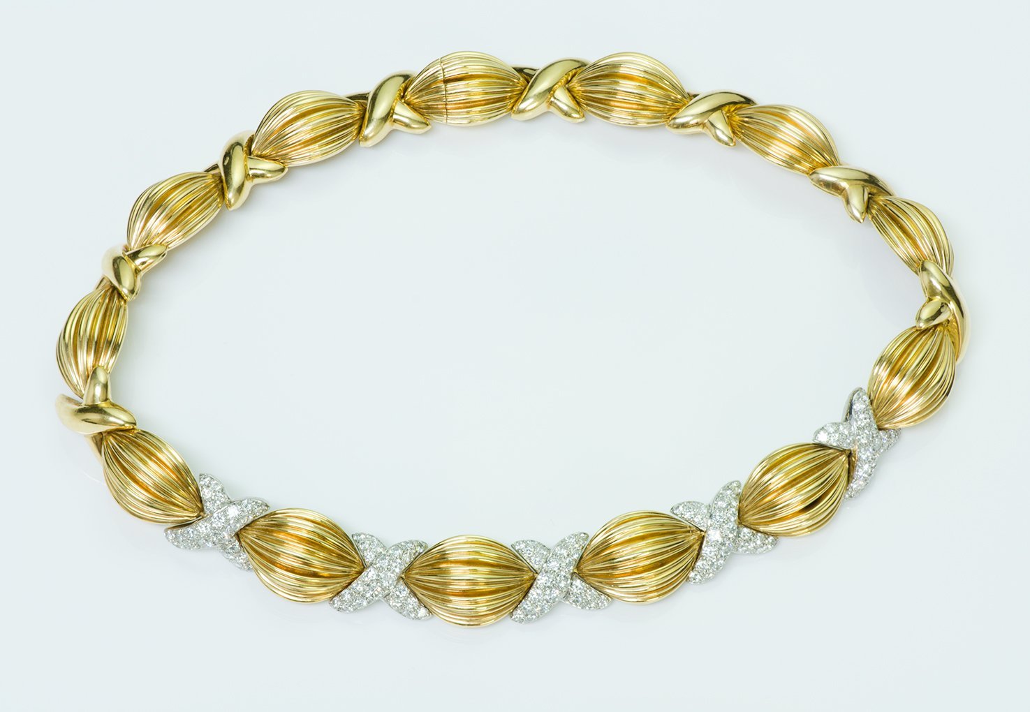 Charles Turi 18K Gold Diamond Collar Necklace - DSF Antique Jewelry
