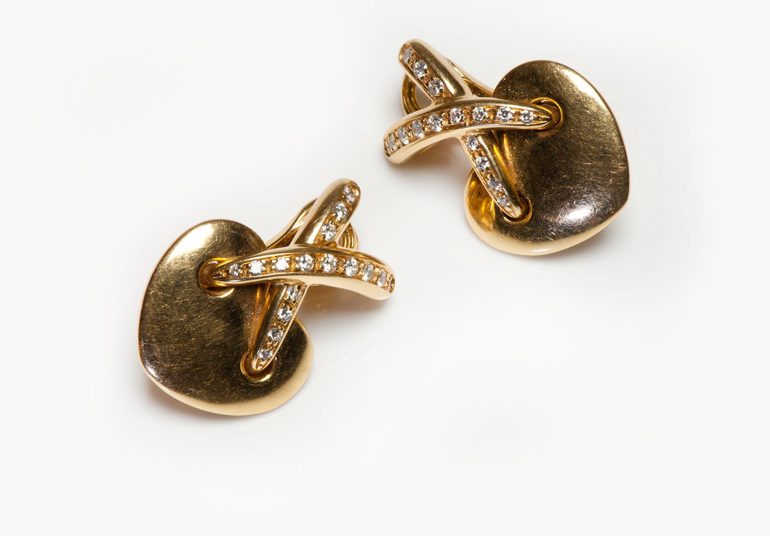 Chaumet Diamond 18K Gold Heart Shaped Clip-On Earrings