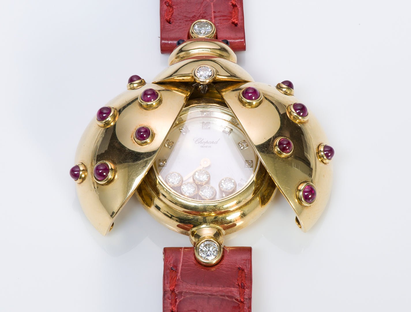 Chopard Happy Diamond Ladybug Ruby 18K Gold Watch - DSF Antique Jewelry