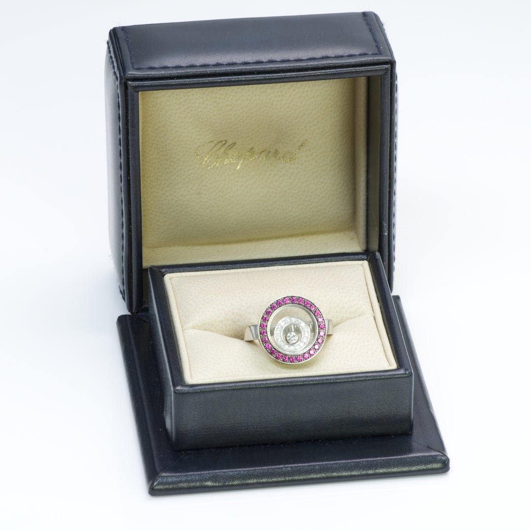 Chopard Happy Spirit Gold Ruby Diamond Ring - DSF Antique Jewelry
