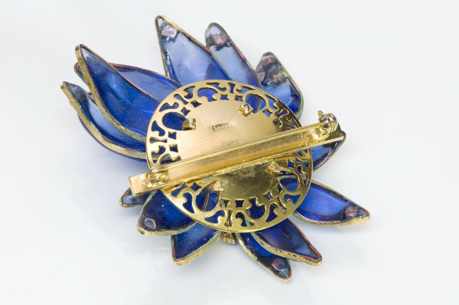Christian DIOR 1940’s by Maison Gripoix Glass Flower Brooch - DSF Antique Jewelry