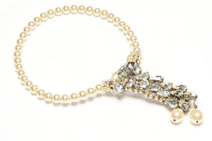 Christian Dior 1950's Haute Couture Roger Scemama Pearl Crystal Collar Necklace