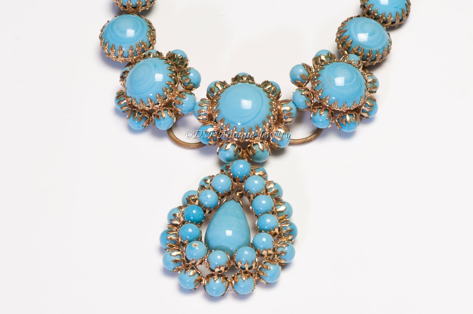 Christian Dior 1950's Scemama Haute Couture Maison Gripoix Blue Glass Necklace