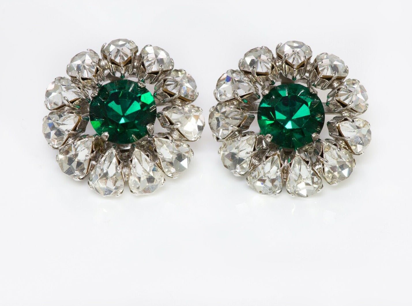 Christian DIOR 1965 Henkel & Grosse Green Crystal Earrings - DSF Antique Jewelry
