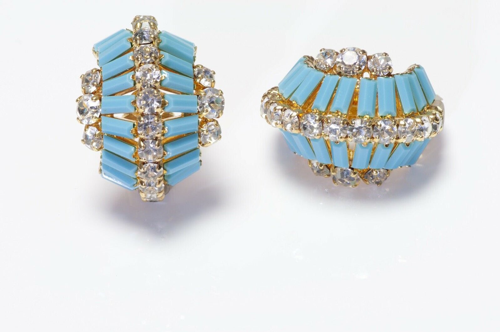 Christian Dior 1968 Henkel & Grosse Blue Crystal Hoop Earrings