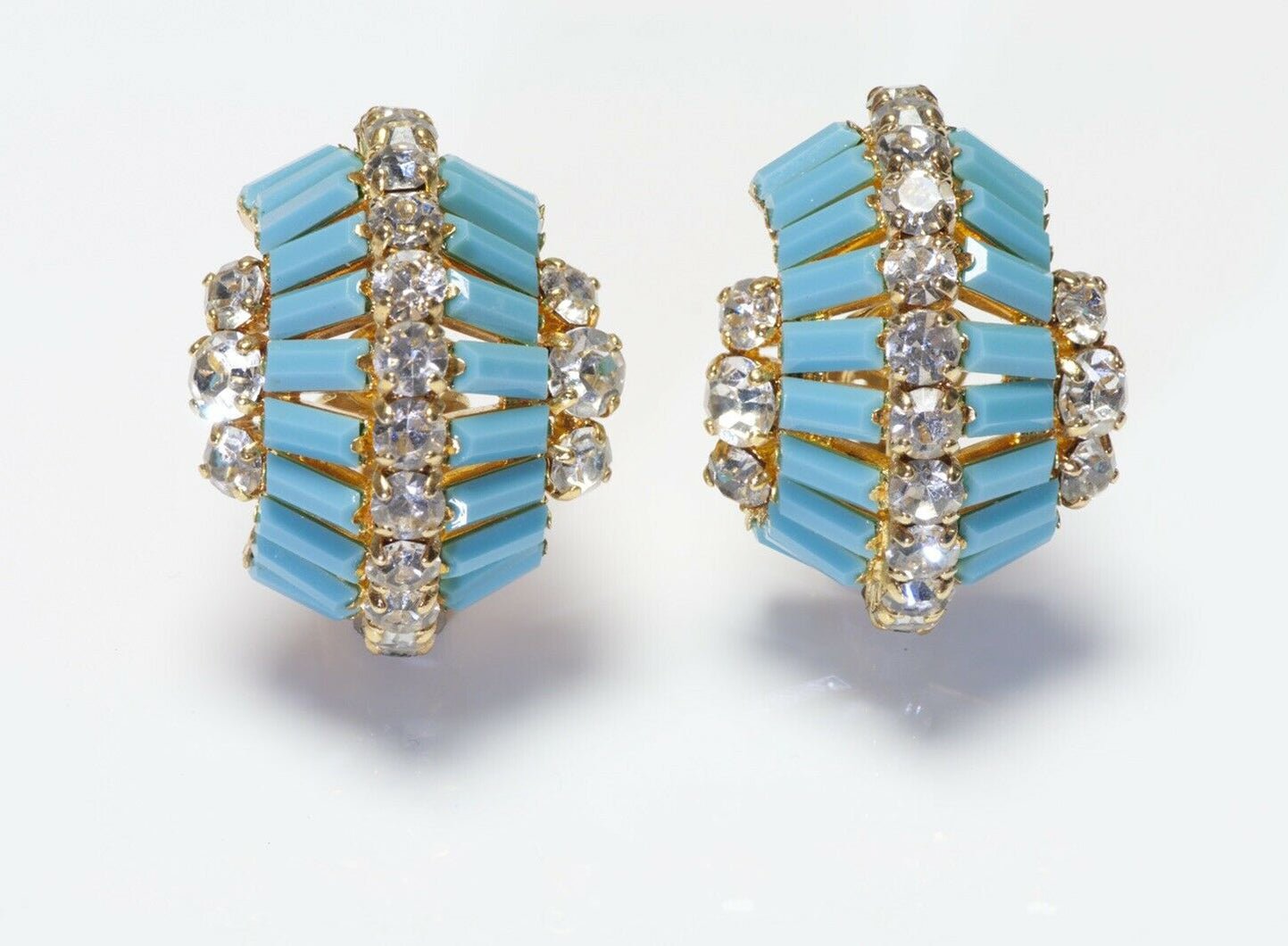 Christian Dior 1968 Henkel & Grosse Blue Crystal Hoop Earrings