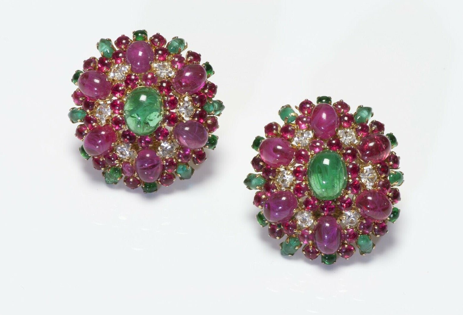 Christian Dior 1970 Henkel & Grosse Pink Red Glass Earrings - DSF Antique Jewelry