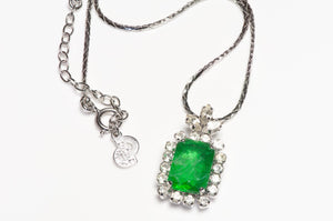 Christian Dior 1970’s Henkel & Grosse Green Crystal Chain Pendant Necklace