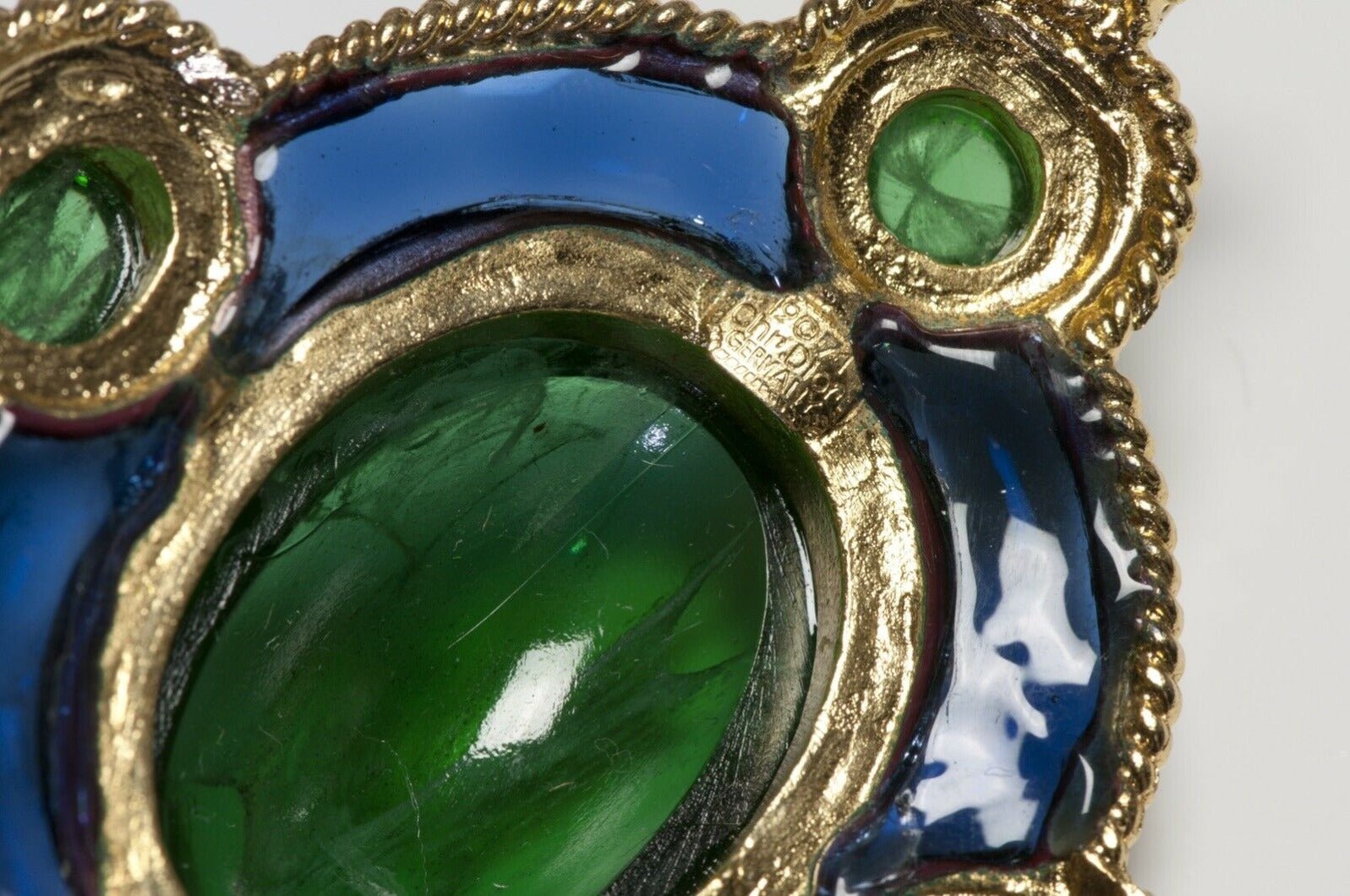 Christian Dior 1971 Henkel & Grosse Green Blue Poured Glass Pendant