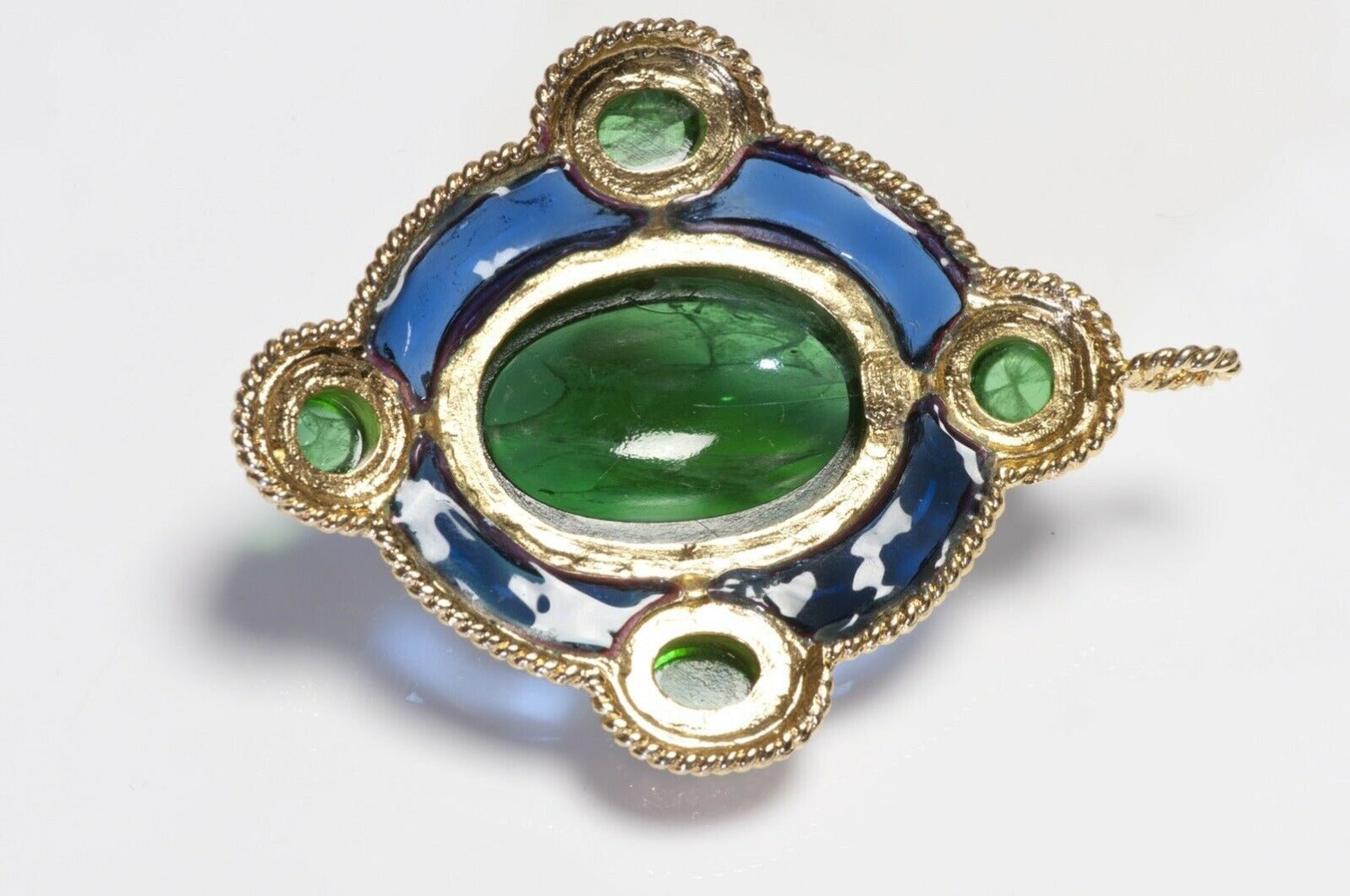 Christian Dior 1971 Henkel & Grosse Green Blue Poured Glass Pendant