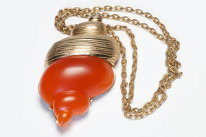 Christian Dior 1990’s Goossens Dune Perfume Orange Resin Shell Pendant Brooch