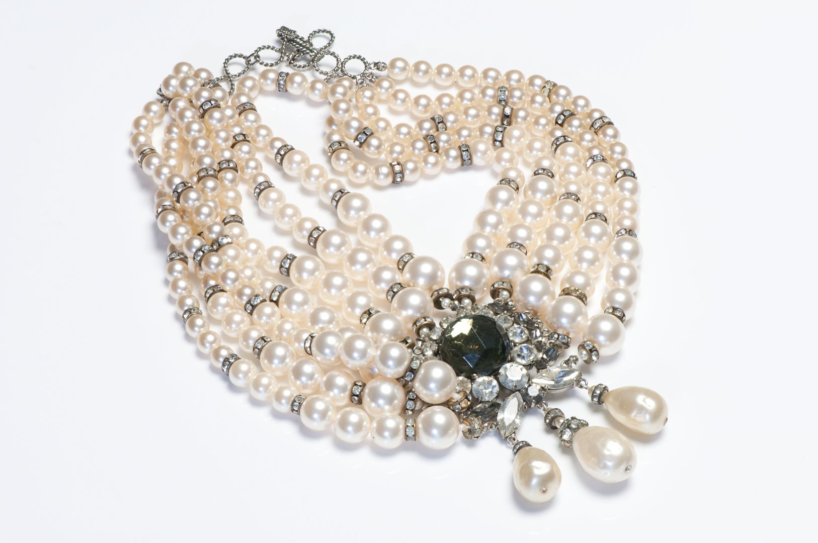 Christian Dior Couture 1950's Roger Jean-Pierre Pearl Crystal Choker Necklace