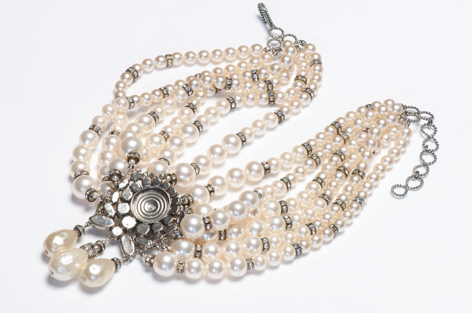 Christian Dior Couture 1950's Roger Jean-Pierre Pearl Crystal Choker Necklace