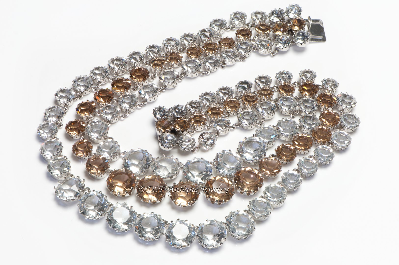 Christian Dior Couture 1960 Yves Saint Laurent Crystal Riviere Collar Necklace - DSF Antique Jewelry