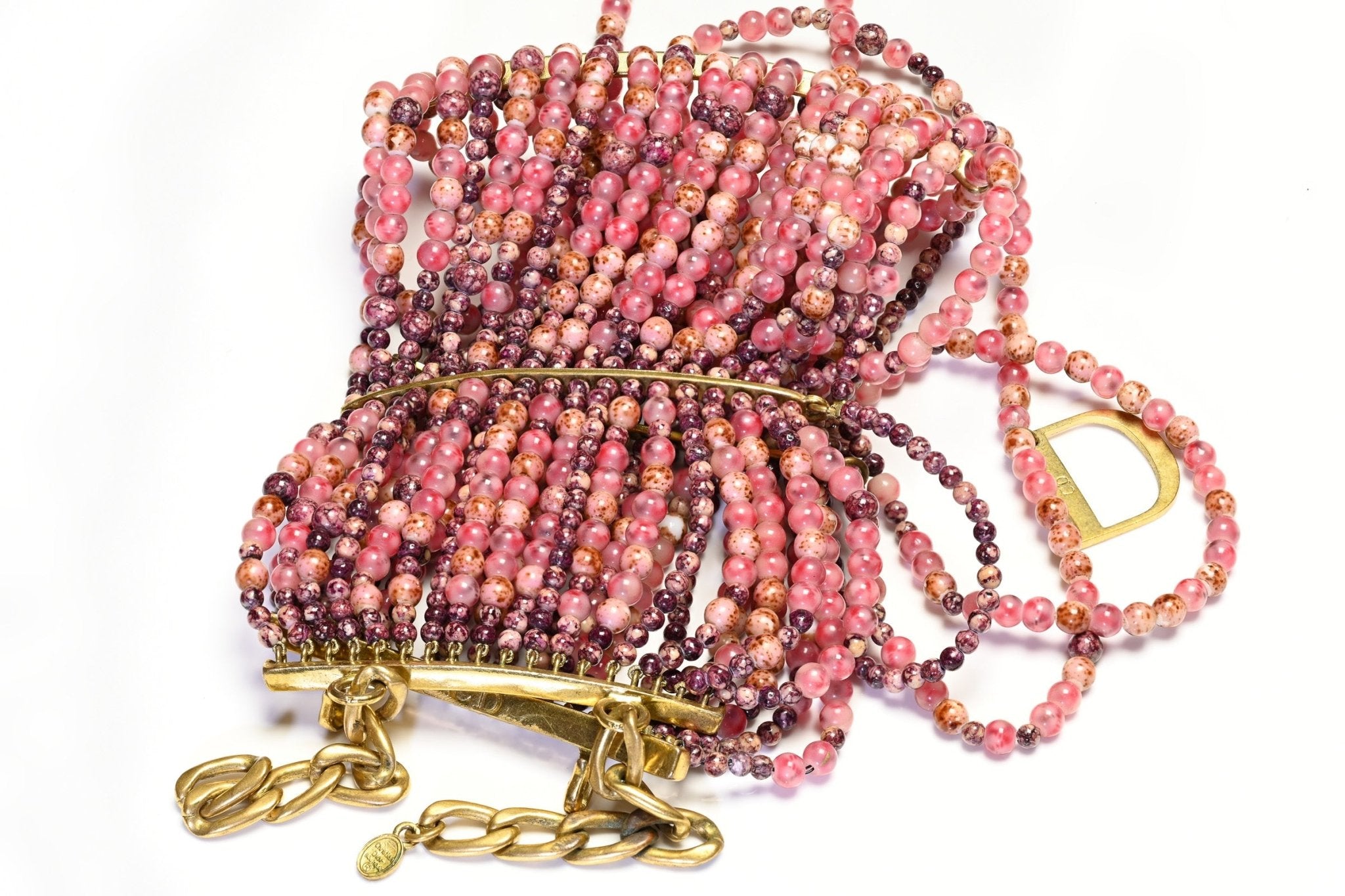 Christian Dior Couture 1998 Galliano Pink Glass Beads Masai Maasai Choker Necklace