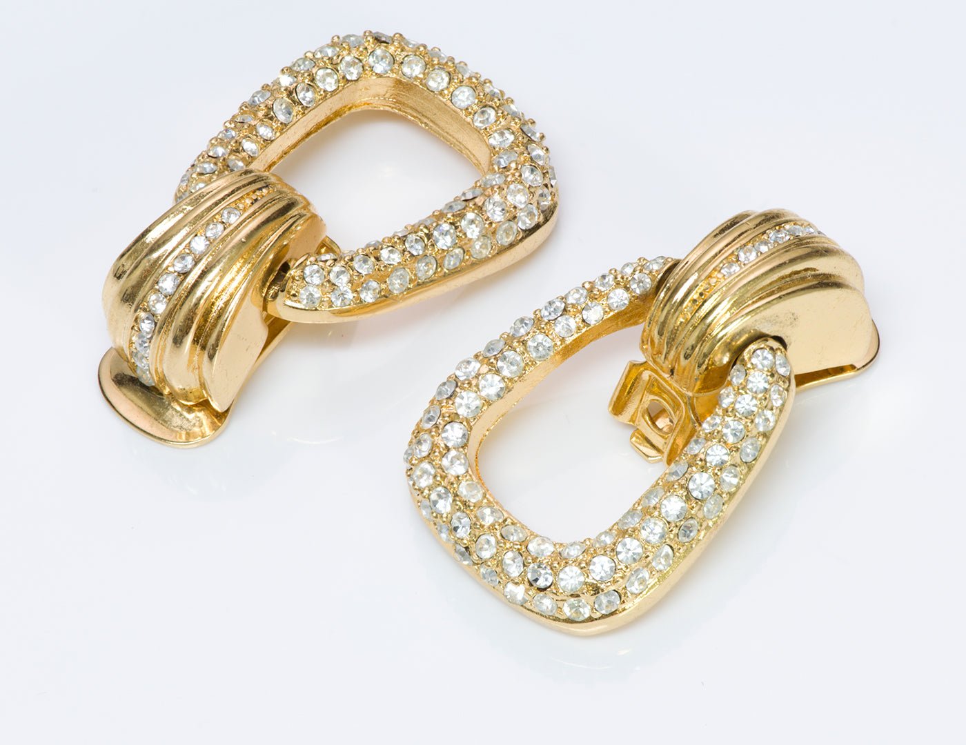 Christian Dior Door Knocker Crystal Earrings - DSF Antique Jewelry