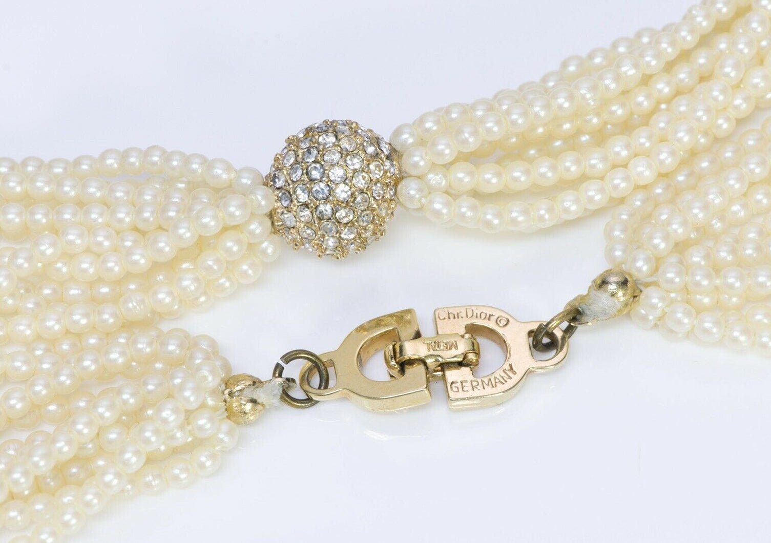 Christian Dior Henkel & Grosse 1950’s Pearl Crystal Necklace - DSF Antique Jewelry