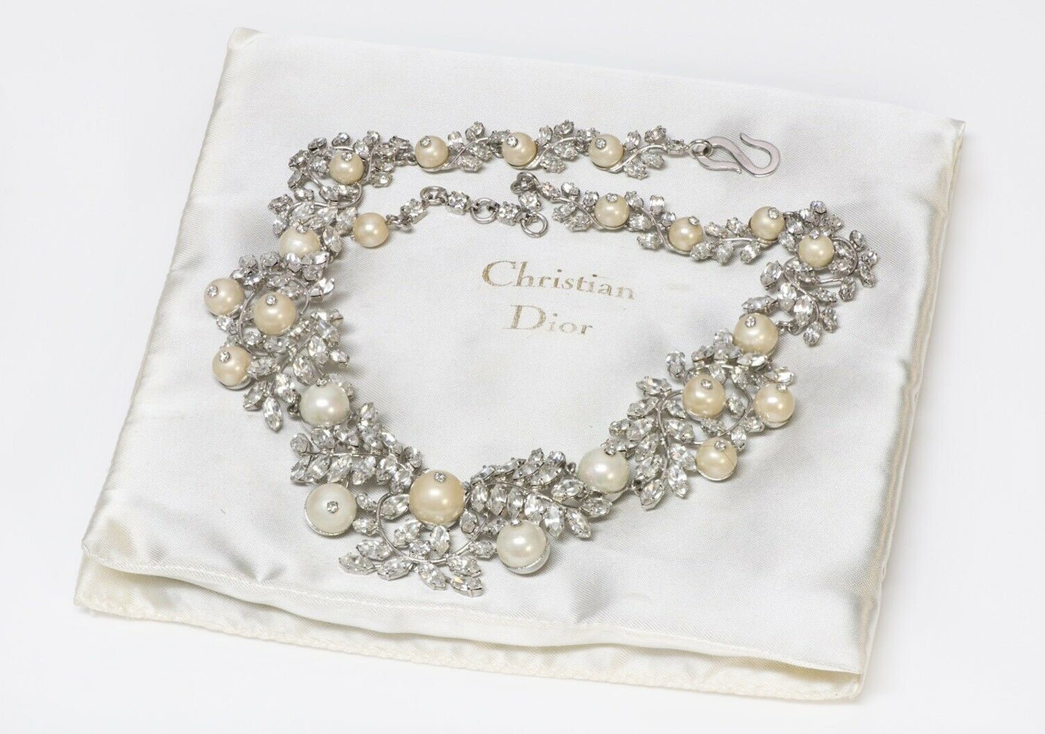 Christian Dior Henkel & Grosse 1959 Crystal Pearl Necklace - DSF Antique Jewelry