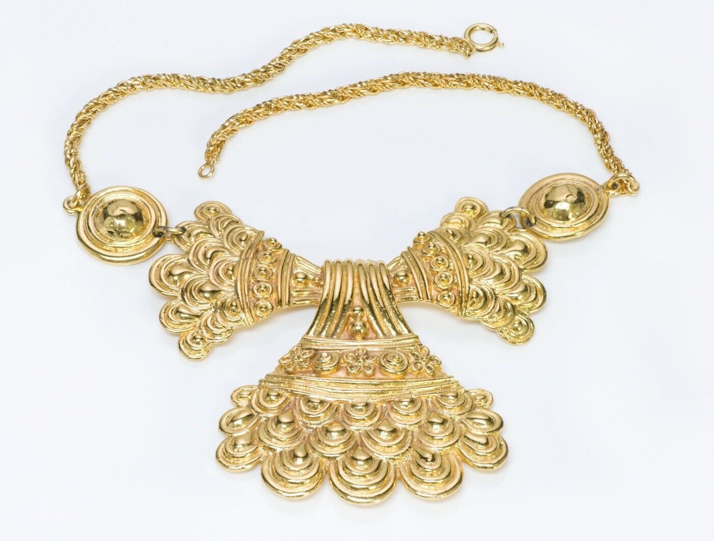 Christian Dior Henkel & Grosse 1971 Etruscan Style Pendant Necklace