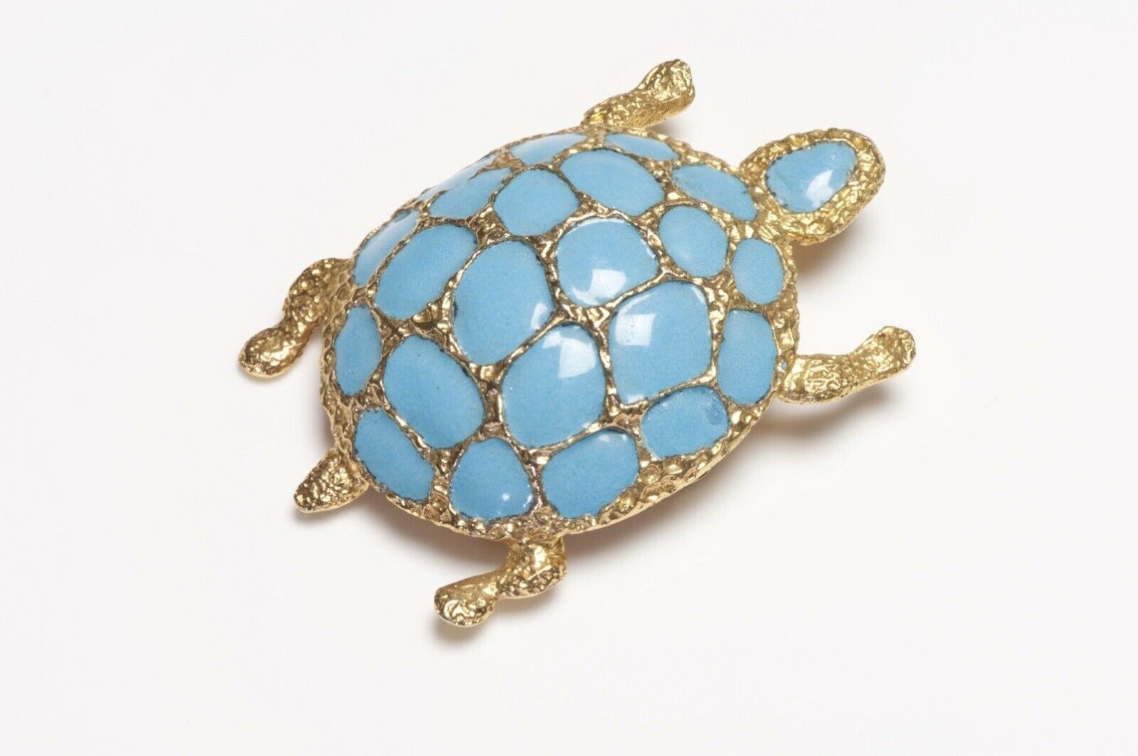 Christian Dior Henkel & Grosse Germany 1967 Blue Enamel Turtle Brooch