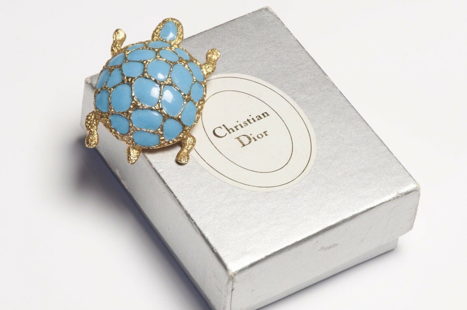 Christian Dior Henkel & Grosse Germany 1967 Blue Enamel Turtle Brooch