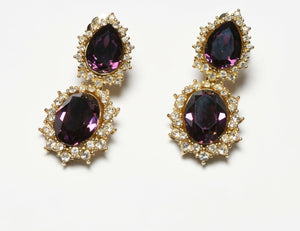 Christian Dior Henkel & Grosse Long Purple Crystal Earrings