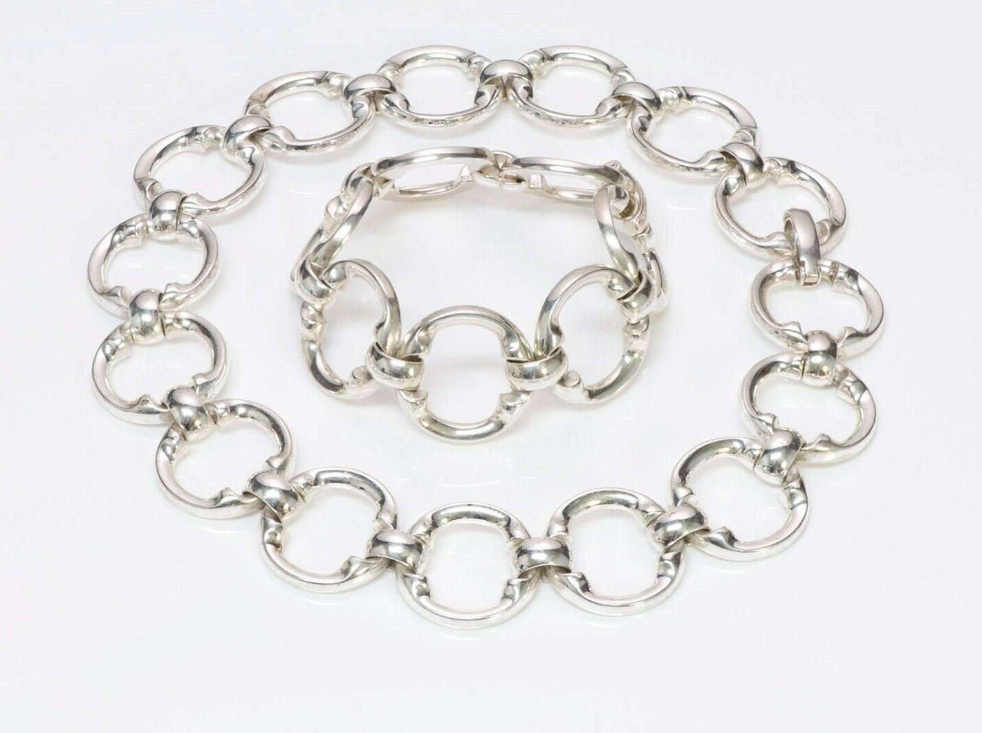 Christian DIOR Henkel & Grosse Sterling Silver Chain Link Necklace Bracelet Set