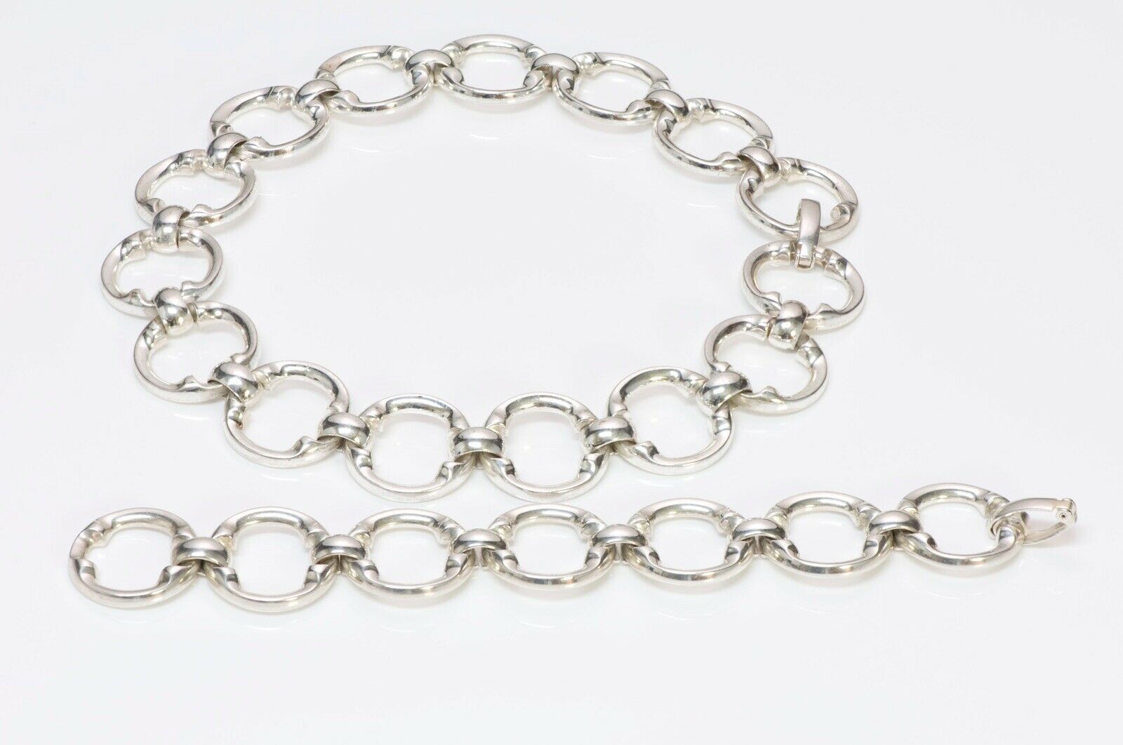 Christian DIOR Henkel & Grosse Sterling Silver Chain Link Necklace Bracelet Set - DSF Antique Jewelry