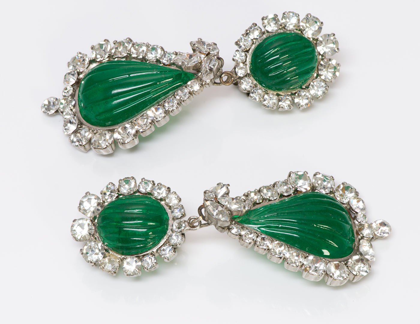 Christian Dior Maison Gripoix Green Poured Glass Earrings