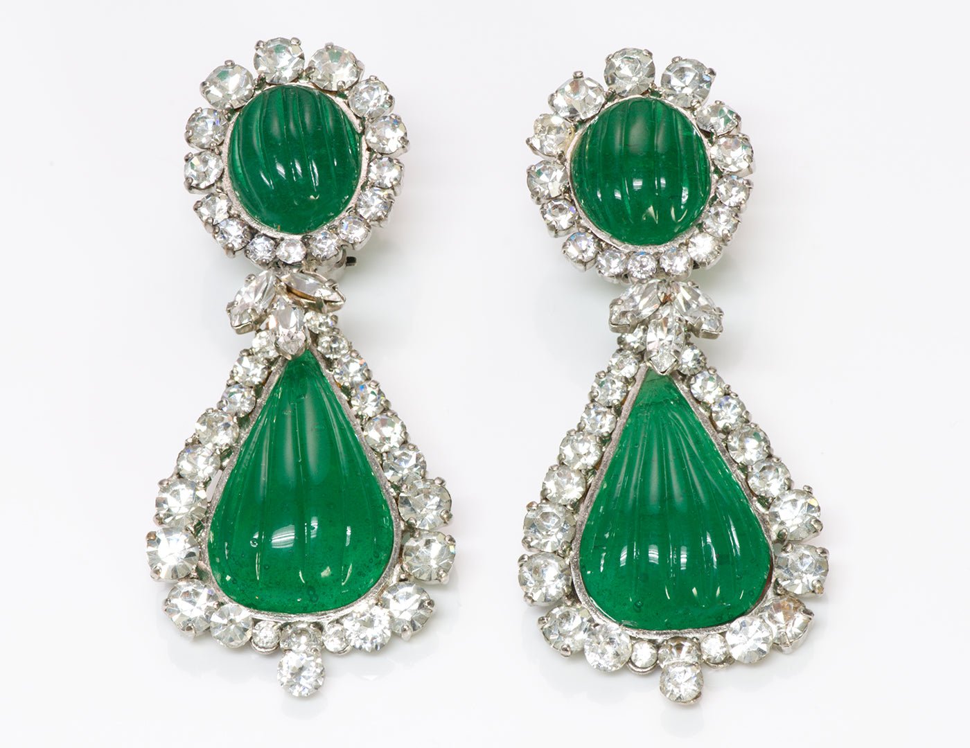 Christian Dior Maison Gripoix Green Poured Glass Earrings
