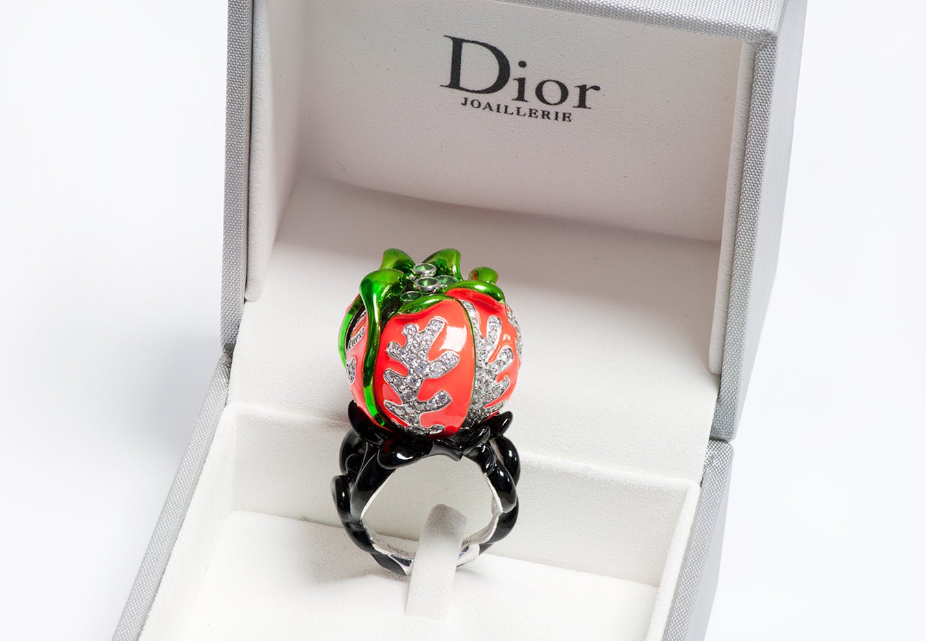 Christian Dior Milly Carnivora 18K Gold Enamel Tsavorite Diamond Ring
