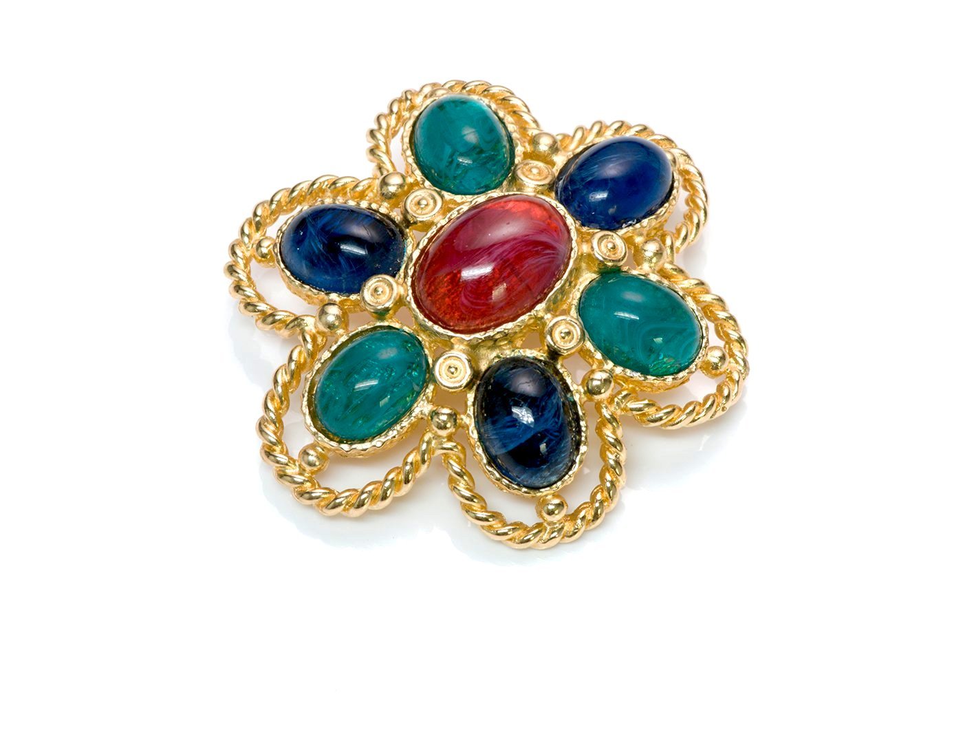 Christian Dior Multi Color Cabochon Glass Brooch - DSF Antique Jewelry