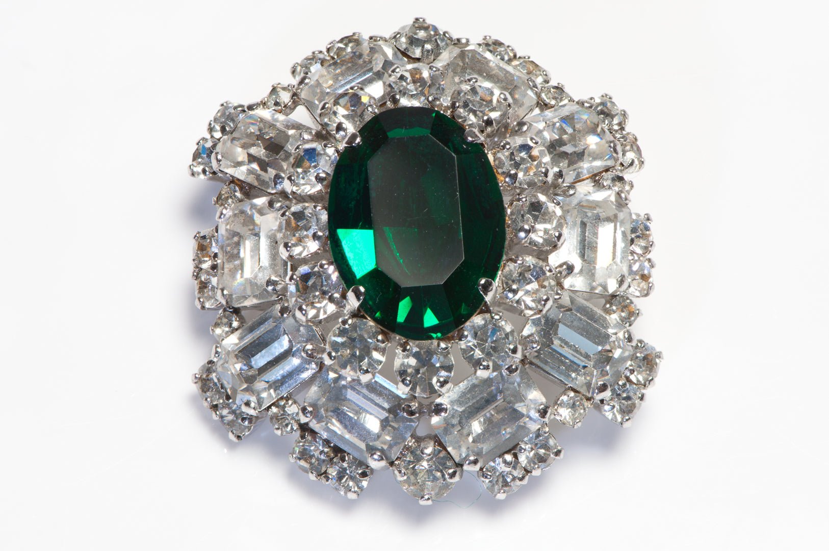 Christian Dior Paris 1967 Henkel & Grosse Germany Green Crystal Brooch - DSF Antique Jewelry