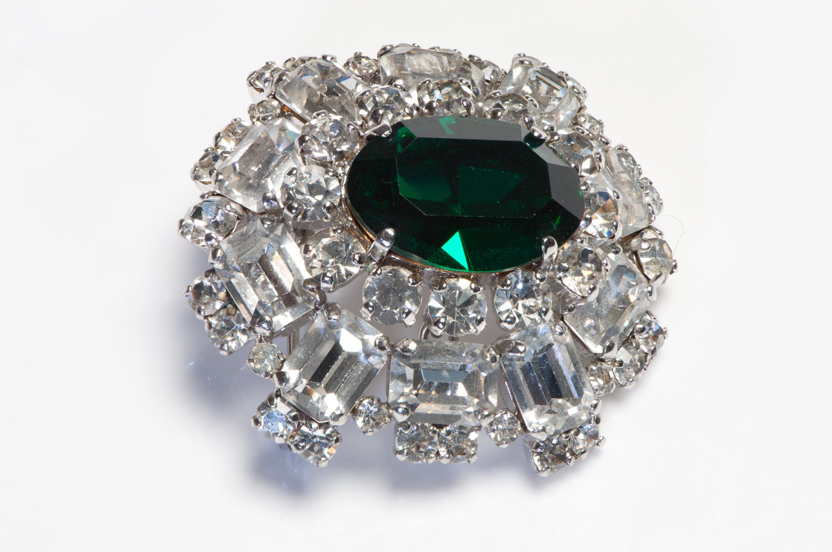 Christian Dior Paris 1967 Henkel & Grosse Germany Green Crystal Brooch - DSF Antique Jewelry