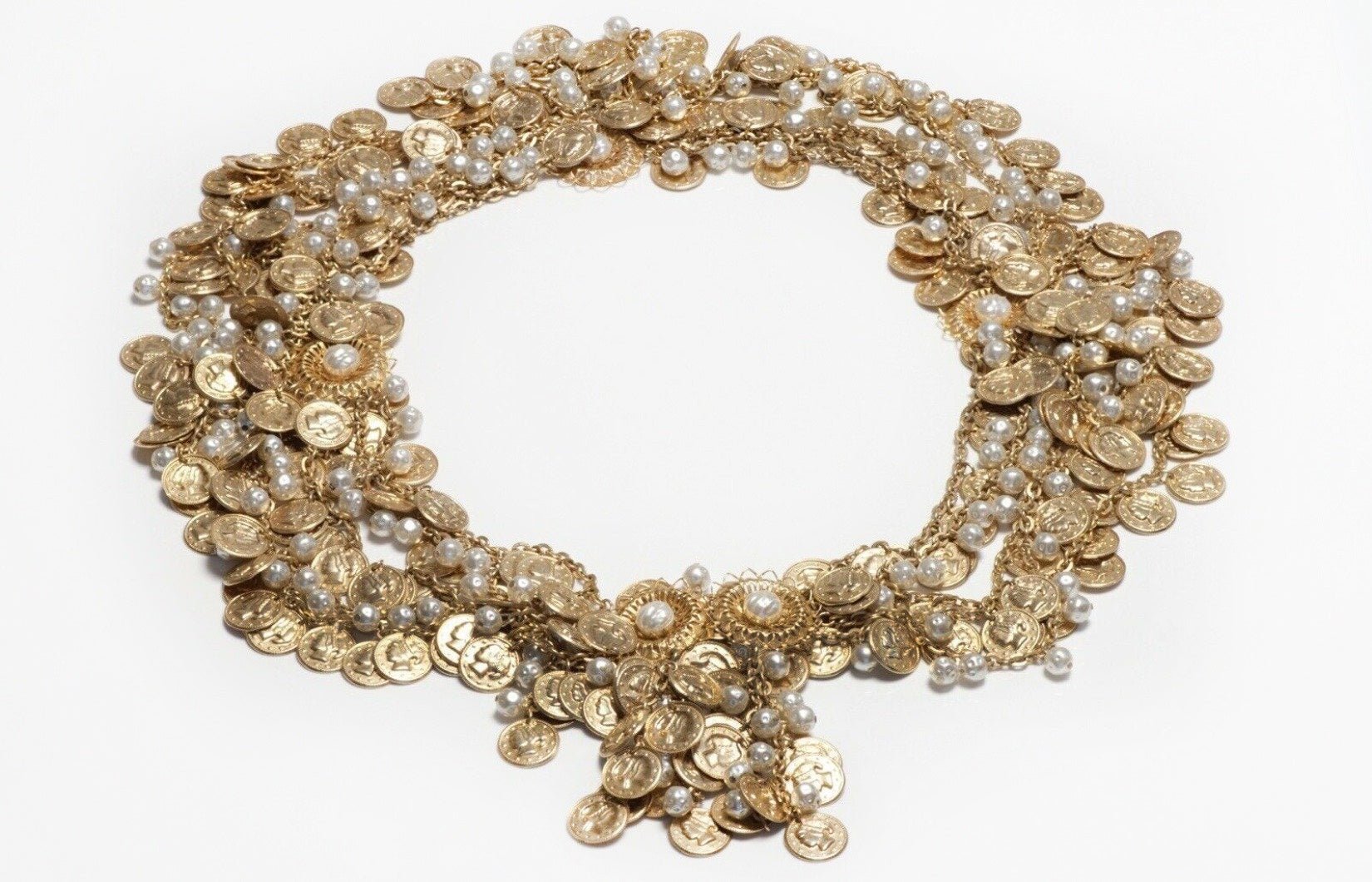 Christian Dior Paris Coin Pearl Chain Tassel Women’s Belt - DSF Antique Jewelry