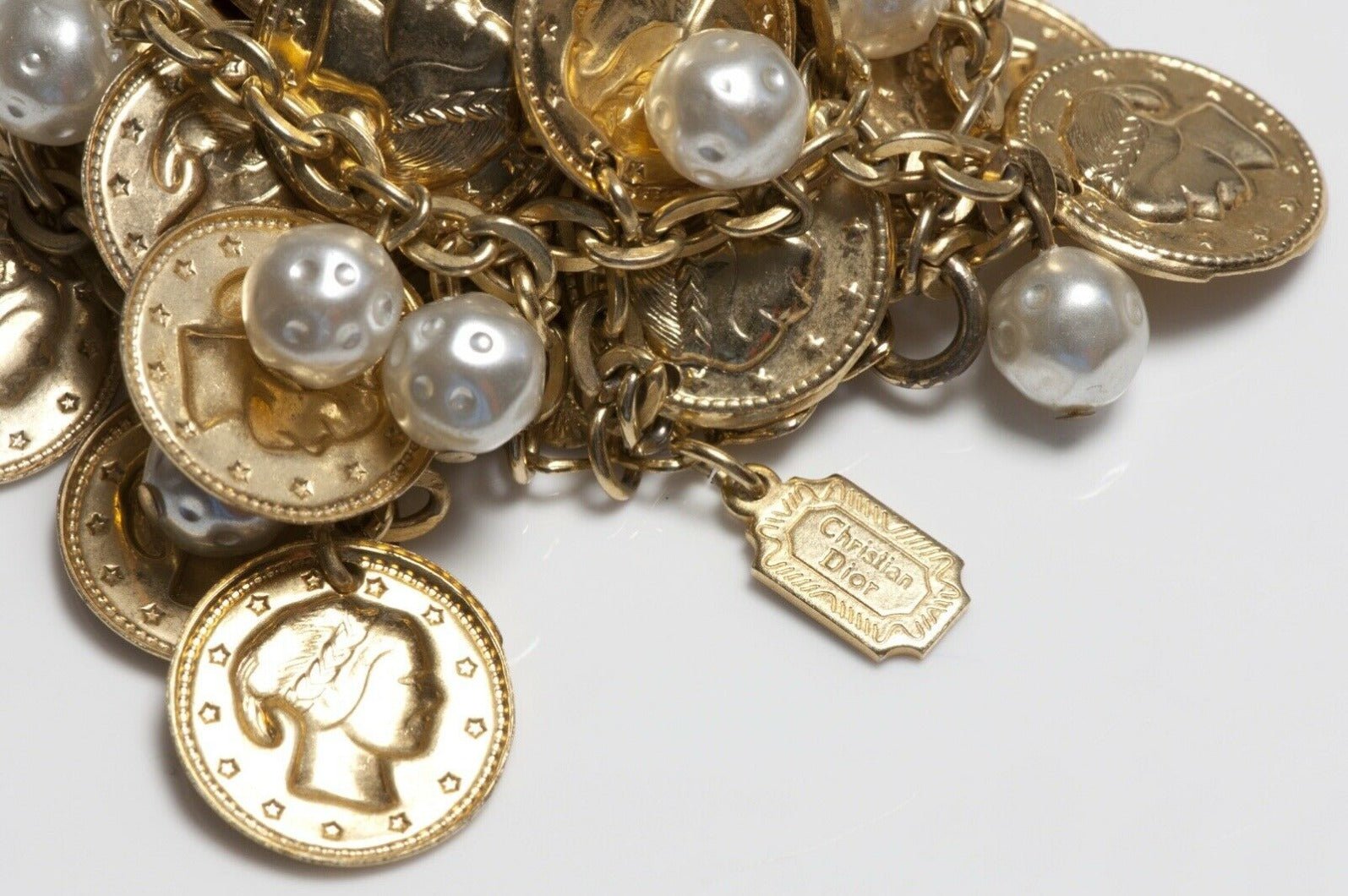 Christian Dior Paris Coin Pearl Chain Tassel Women’s Belt