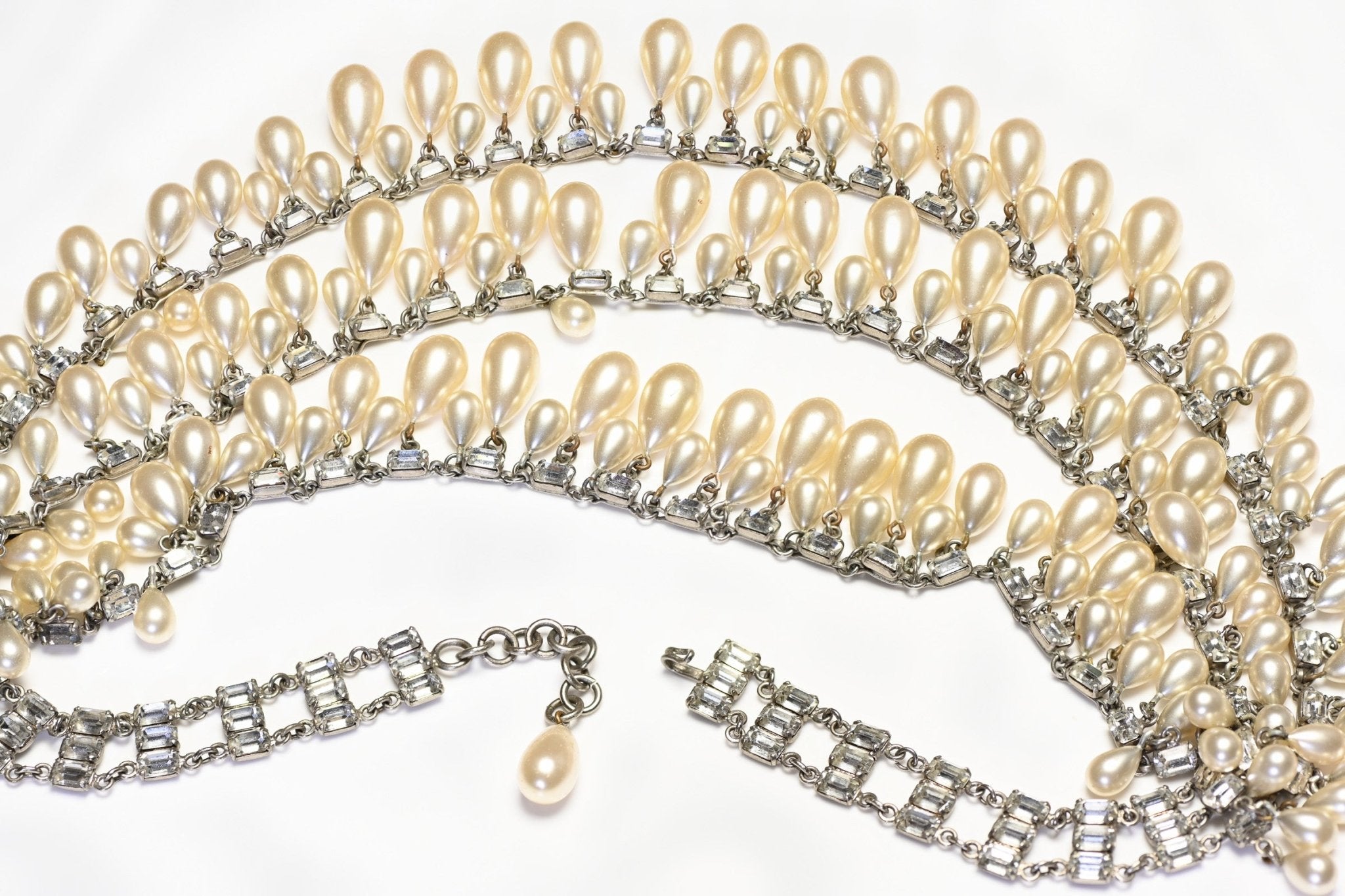 Christian Dior Paris Couture 1950's Roger Jean-Pierre Pearl Crystal Collar Necklace