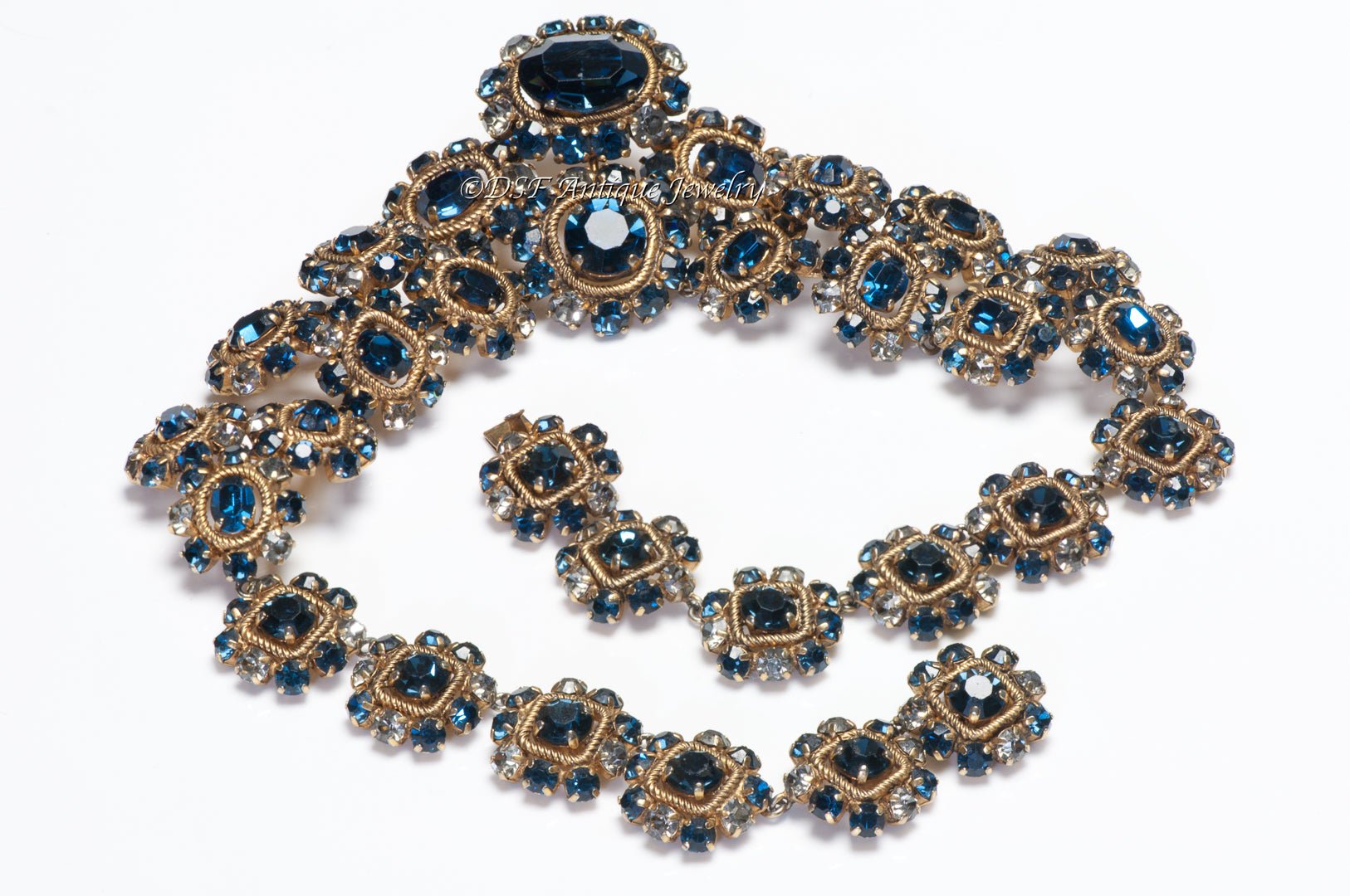Christian Dior Paris Couture 1964 Henkel & Grosse Blue Crystal Collar Necklace