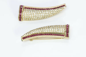 Christian DIOR Paris Red Crystal Coma Brooches
