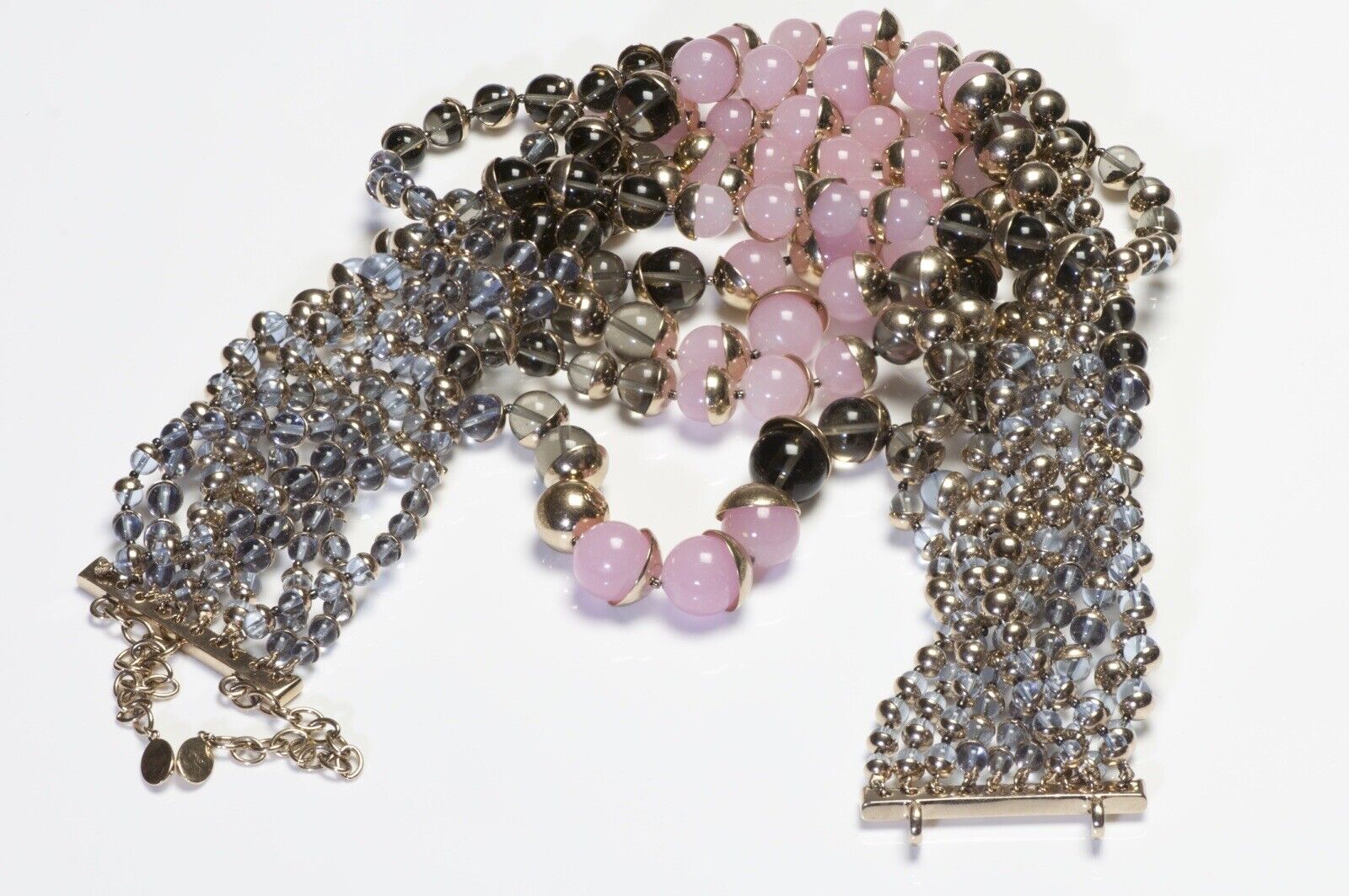 Christian Dior Pink Gray Glass Beads Mise En Dior Tribale Maasai Masai Choker Necklace