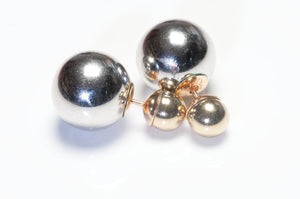 Christian Dior Tribales Silver Gold Tone Stud Earrings