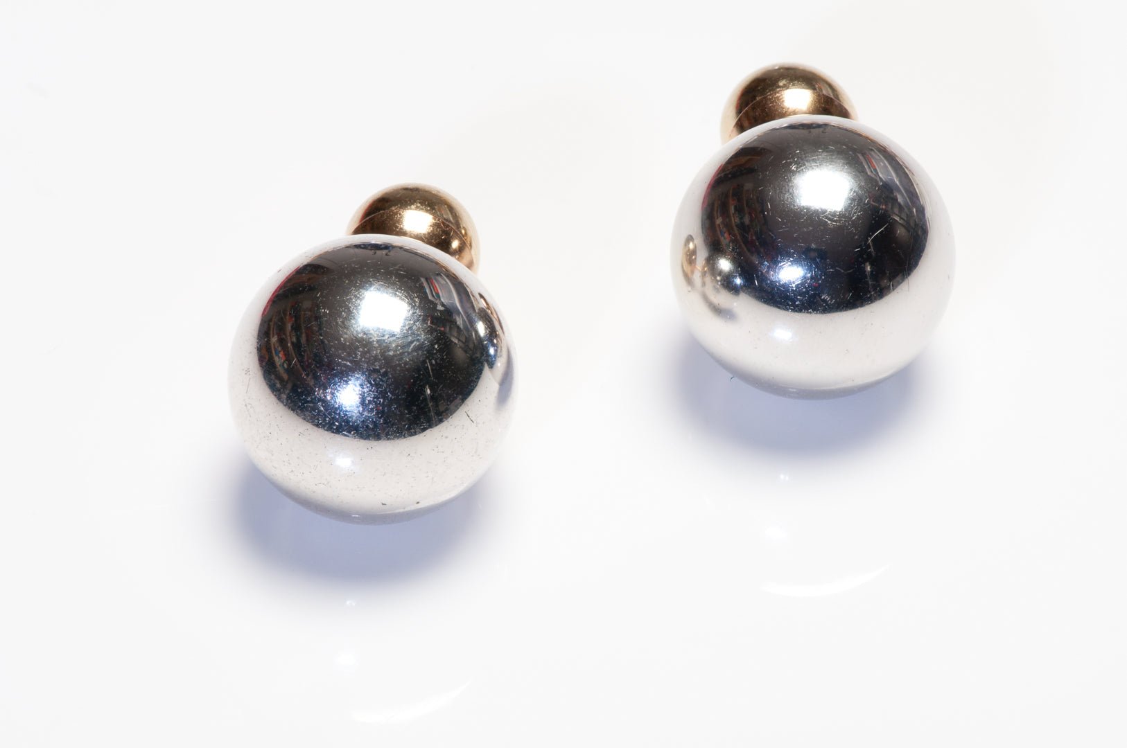 Christian Dior Tribales Silver Gold Tone Stud Earrings