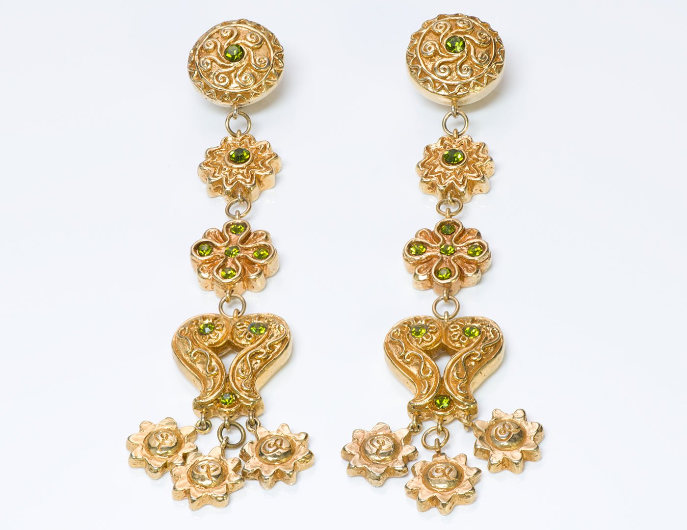 Christian Lacroix Couture Long Baroque Crystal Earrings